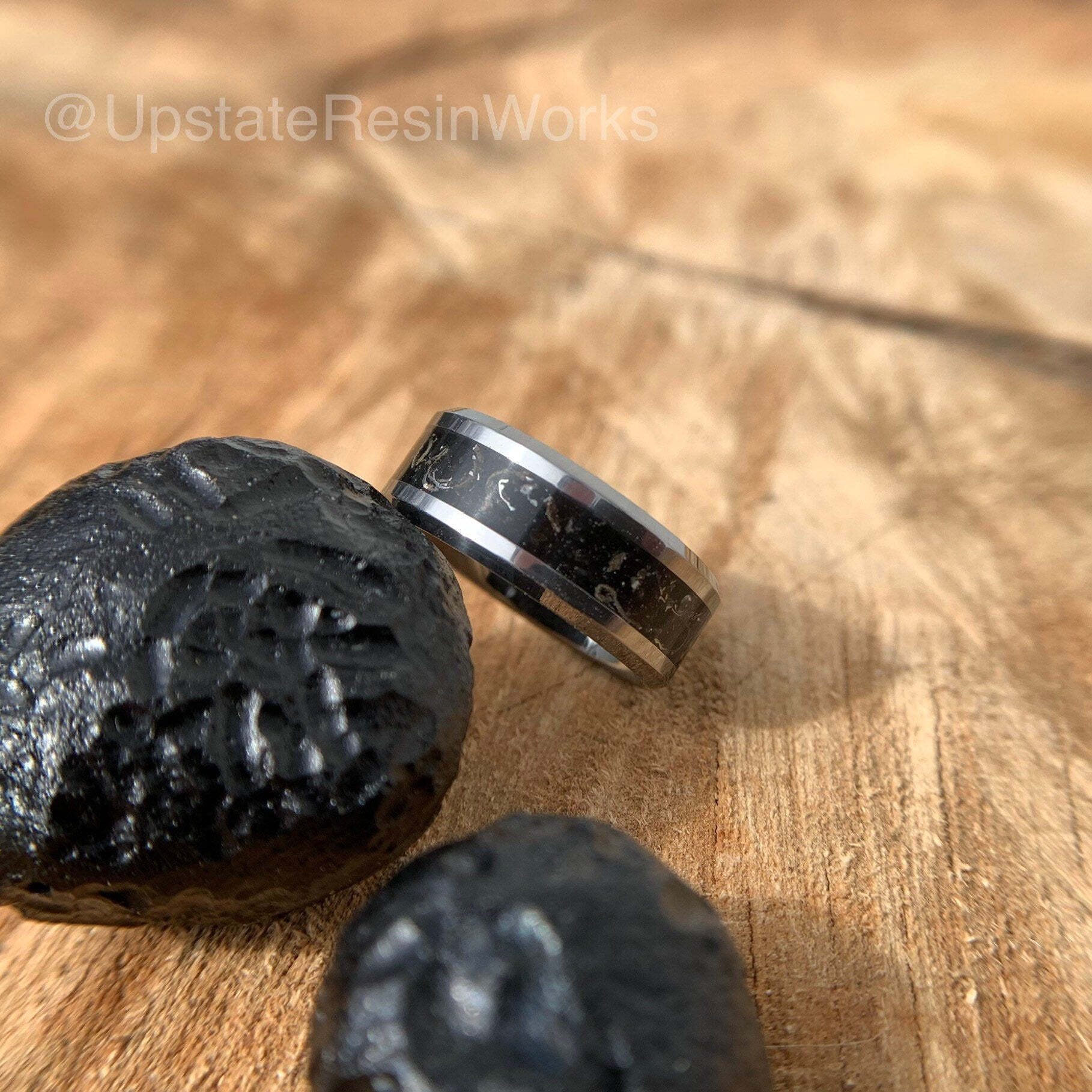 Genuine Billitonite ring, with meteorite shavings, Batu Satam ring, mens ring, womans ring, wedding ring, anniversary, engagement ring