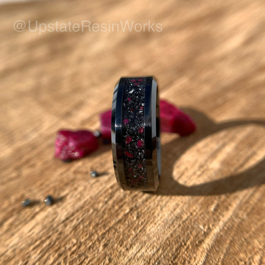 Genuine Black Diamond ring, Black Diamond and ruby ring, Mens Diamond ring, Womans Diamond ring, diamond wedding ring, engagement ring