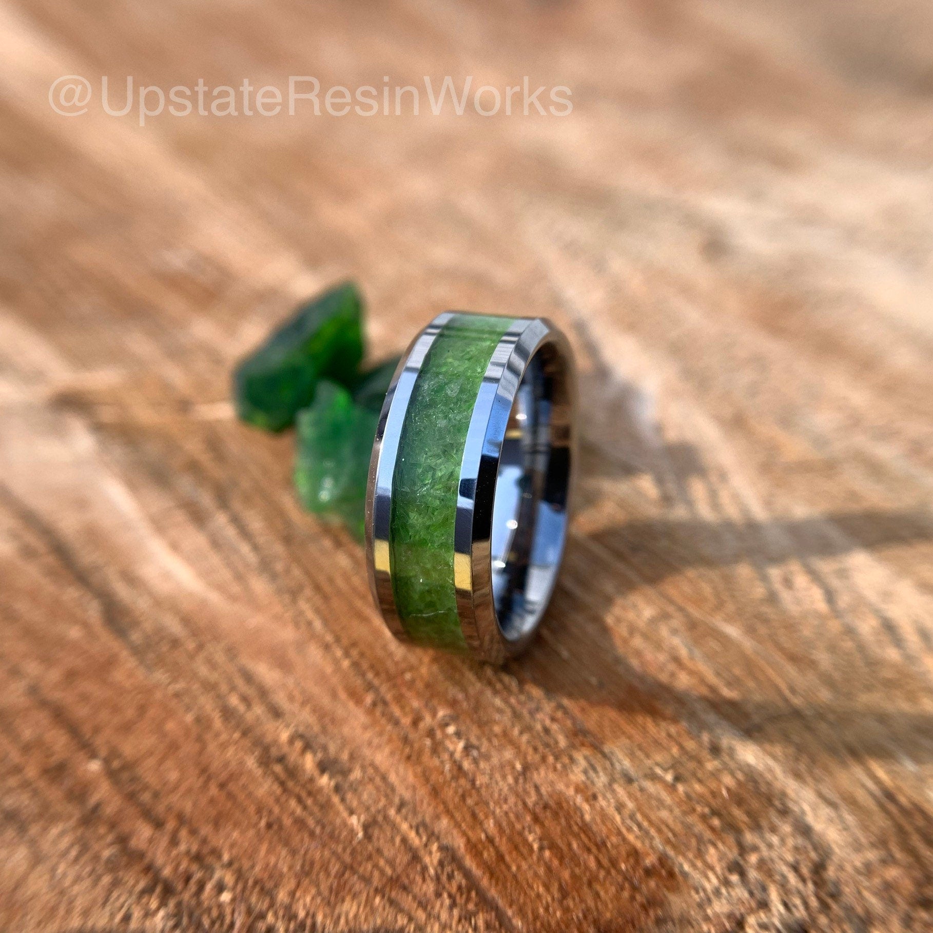 Dark Green Chrome Diopside Sterling Silver Ring Garnet Solid Gemstone. Custom Sized to on sale fit you