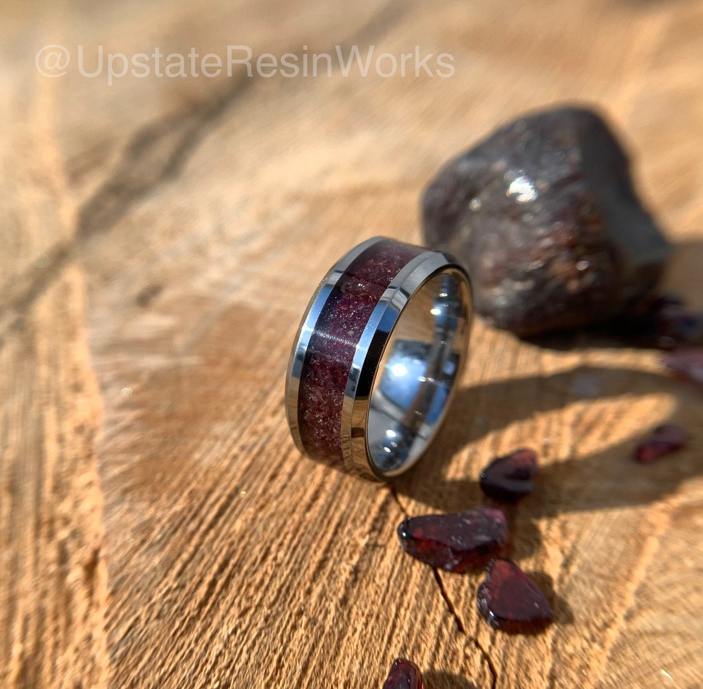 Genuine Garnet ring, rhodolite garnet band, garnet birthstone, birthstone ring, mens ring, womans ring, wedding ring, engagement ring