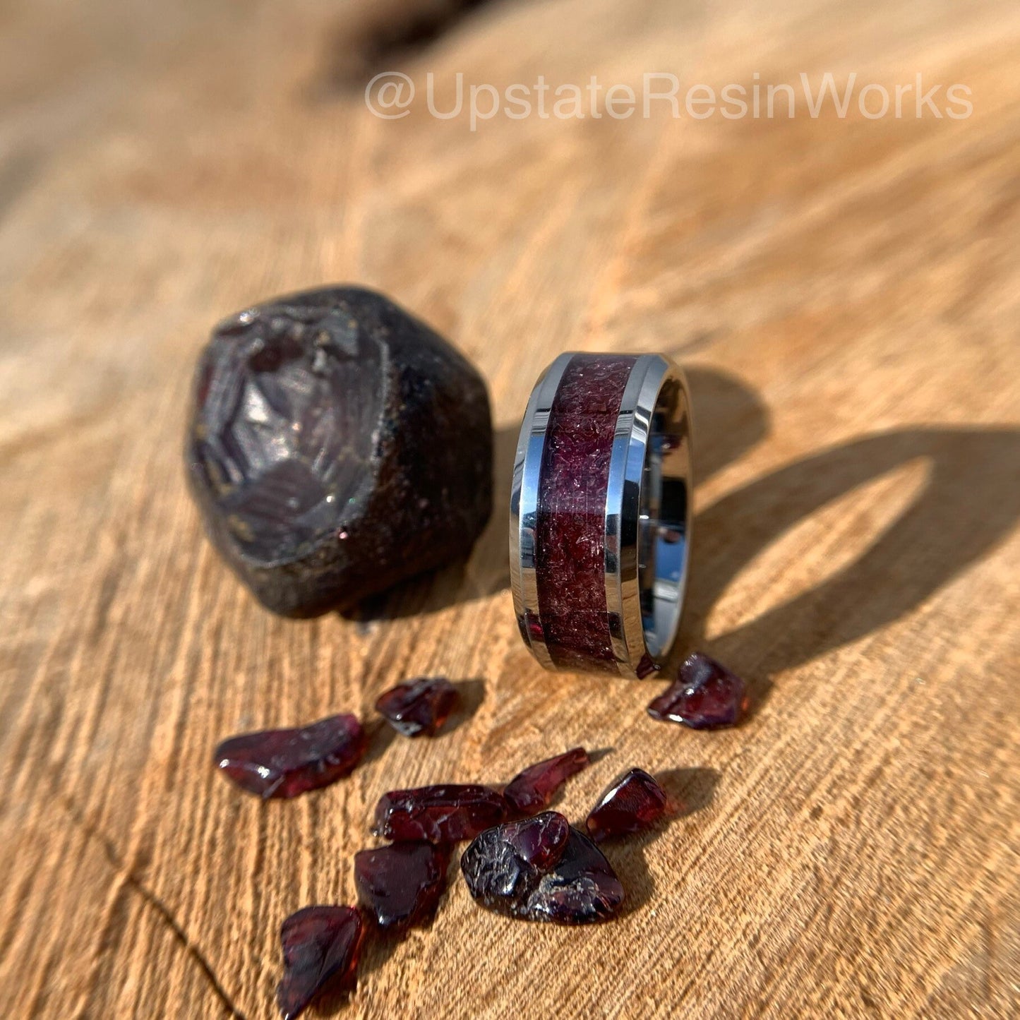 Genuine Garnet ring, rhodolite garnet band, garnet birthstone, birthstone ring, mens ring, womans ring, wedding ring, engagement ring