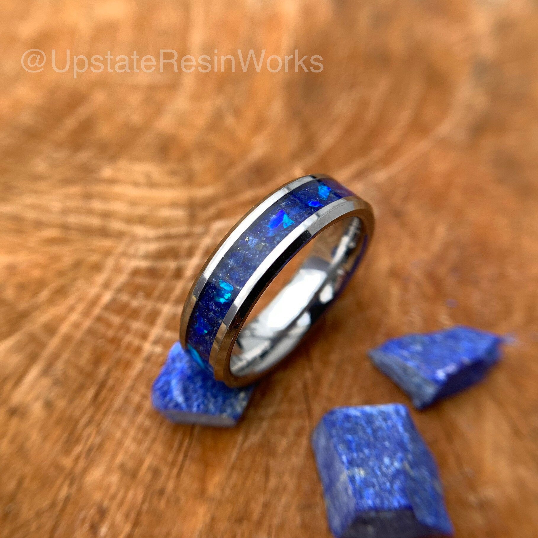 Genuine lapis Lazuli band and opal, lapis Lazuli and opal ring, blue Lapis ring, mens lapis ring, womans ring, wedding ring, engagement ring