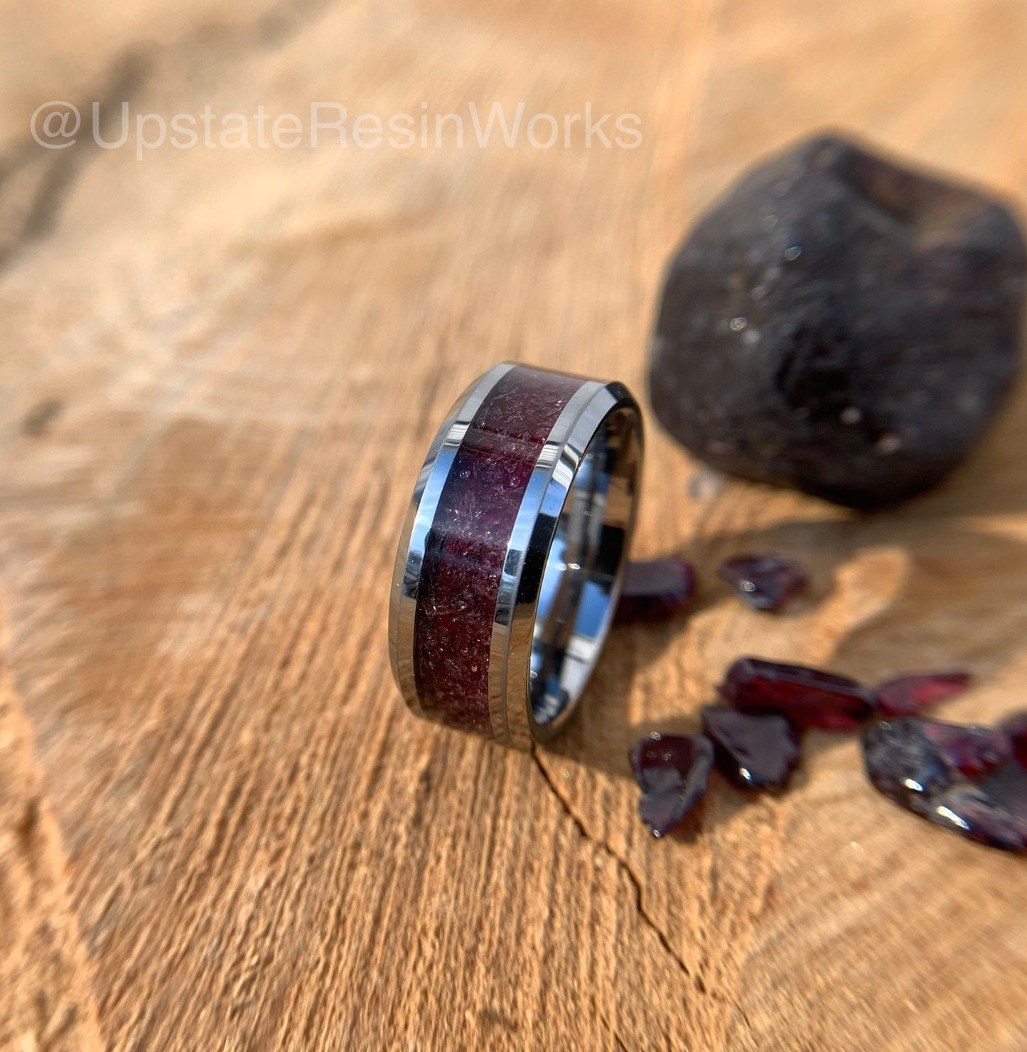 Genuine Garnet ring, rhodolite garnet band, garnet birthstone, birthstone ring, mens ring, womans ring, wedding ring, engagement ring