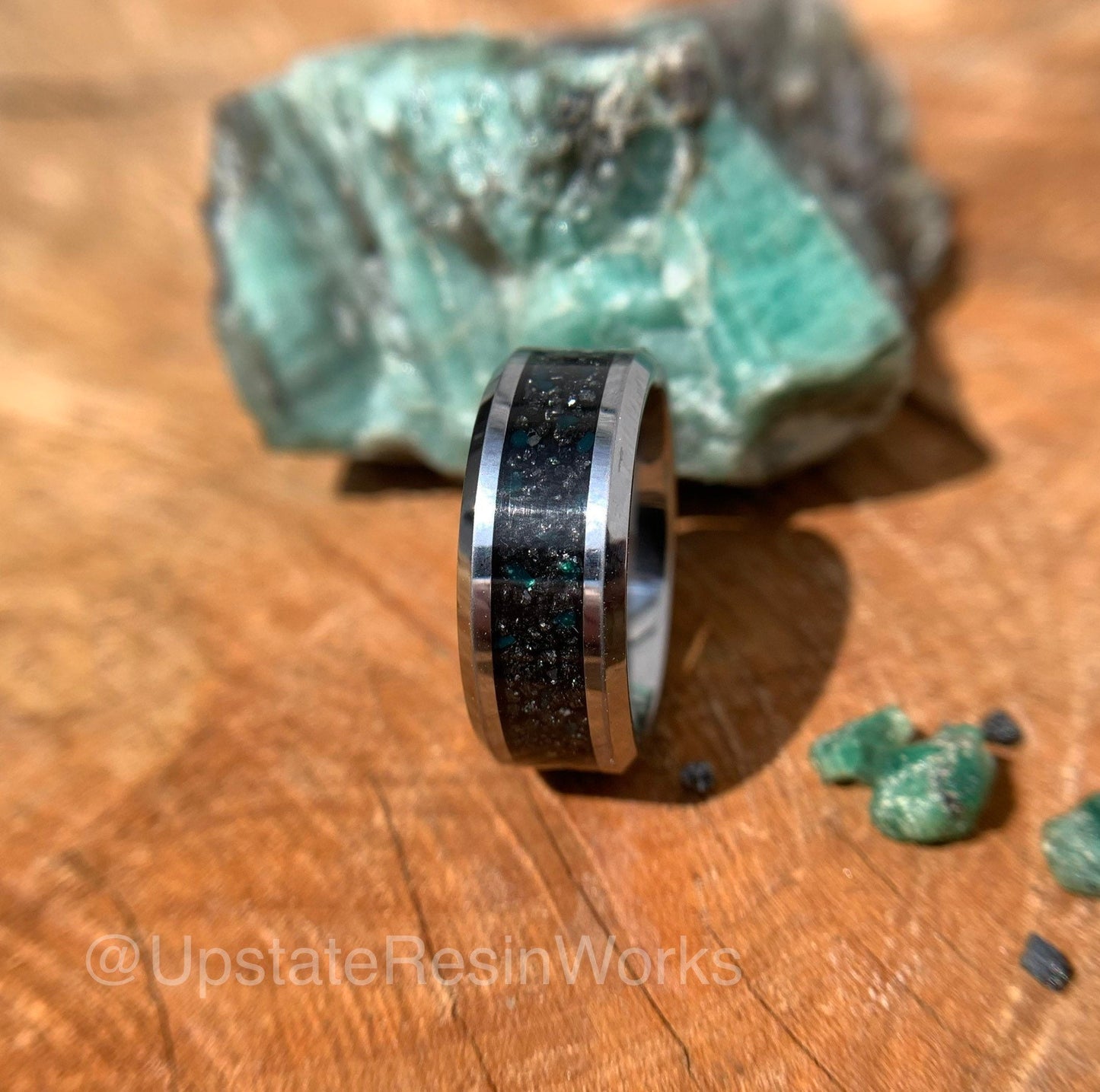 Genuine Black Diamond ring, Black Diamond and emerald ring, Mens Diamond ring, Womans Diamond ring, diamond wedding ring, engagement ring