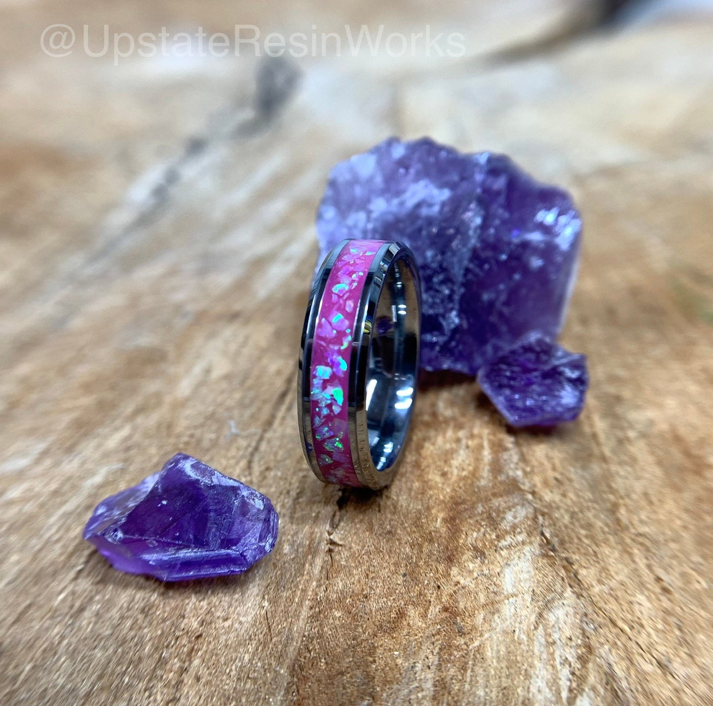 Color change ring, Opal and Amethyst ring, Amethyst band, engagement ring, wedding ring, promise ring, Anniversary ring, for him, for her,