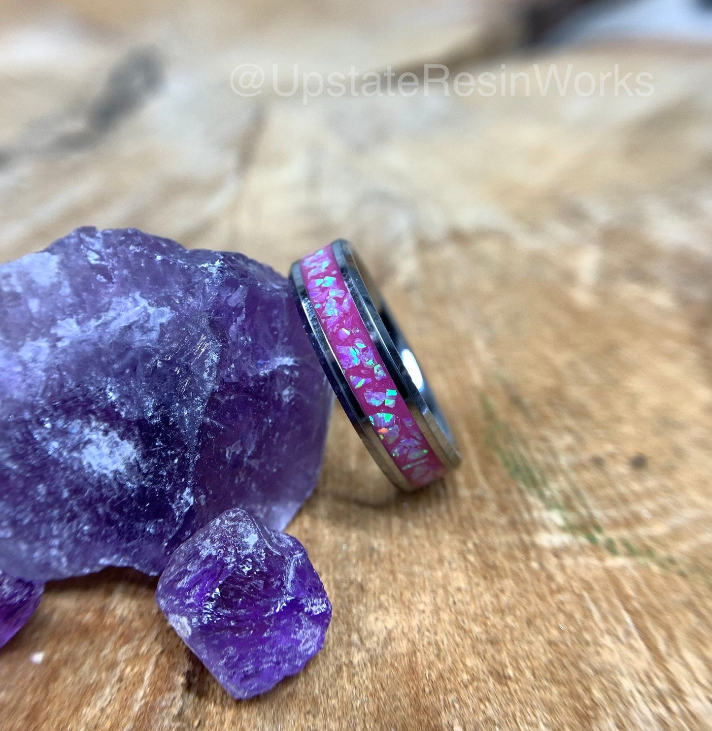 Color change ring, Opal and Amethyst ring, Amethyst band, engagement ring, wedding ring, promise ring, Anniversary ring, for him, for her,