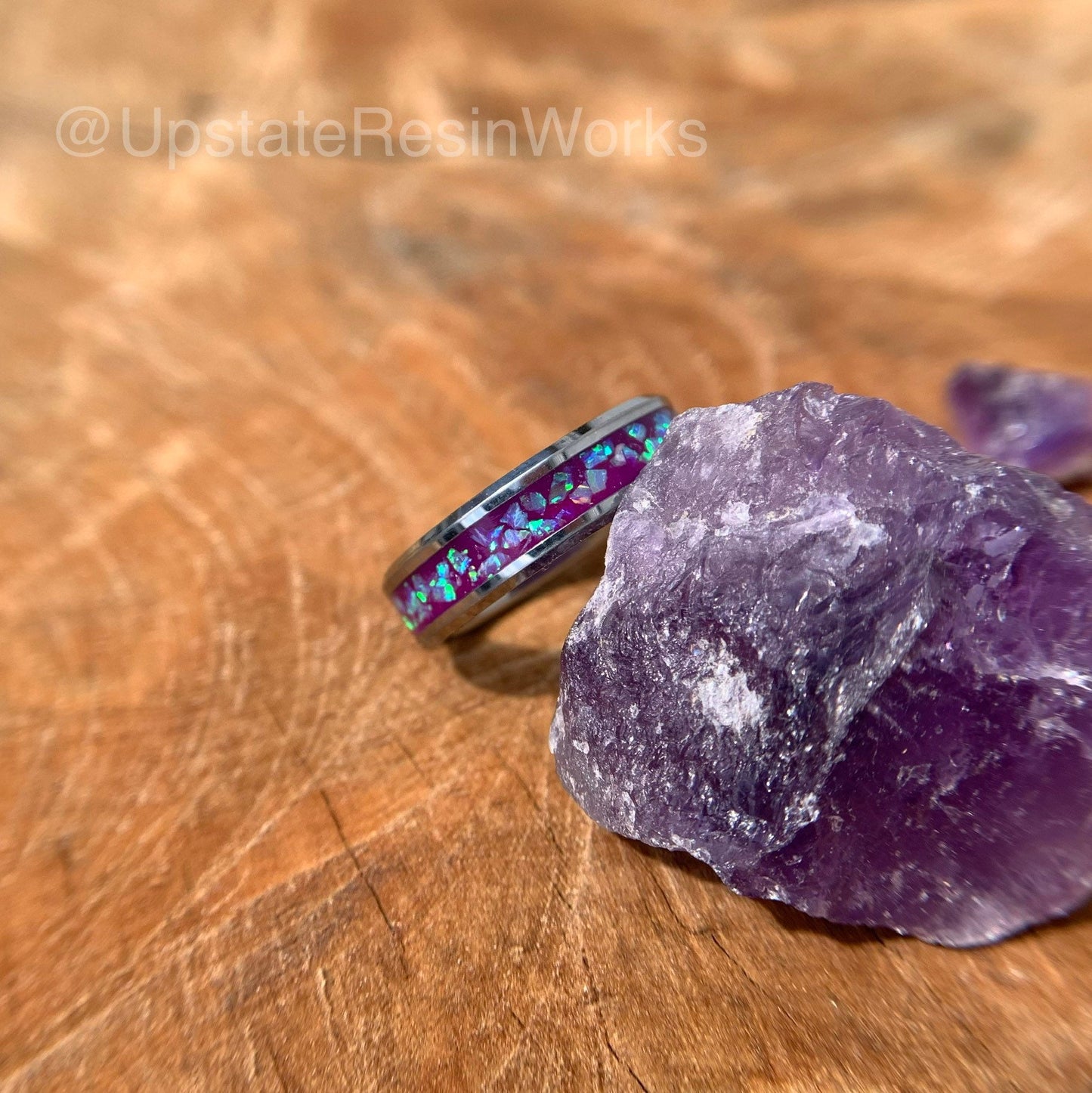 Color change ring, Opal and Amethyst ring, Amethyst band, engagement ring, wedding ring, promise ring, Anniversary ring, for him, for her,