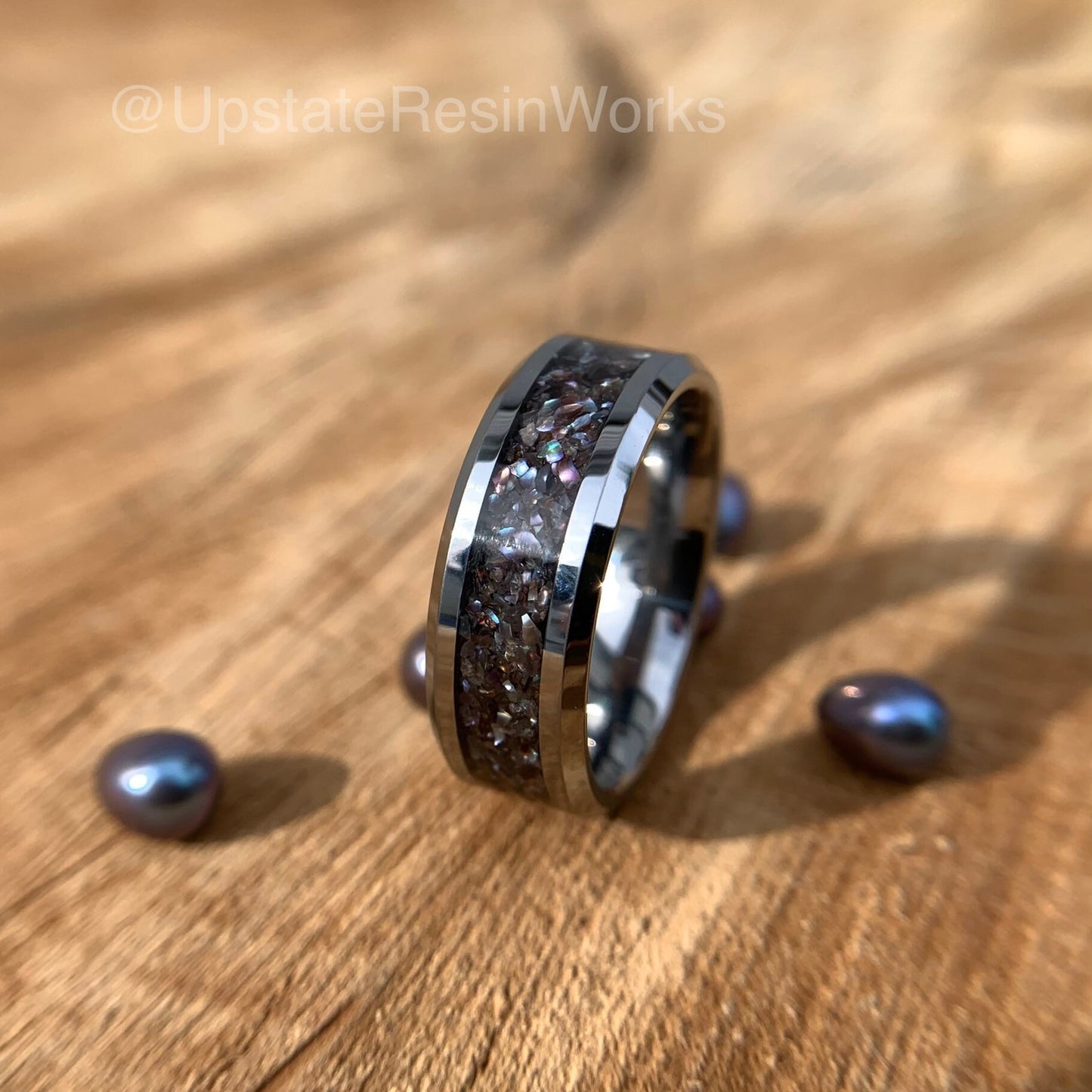 Real Black Pearl Band, Peacock pearl Band, Black pearl ring, gemstone rings, vow renewal, wedding band, engagement band, promise band