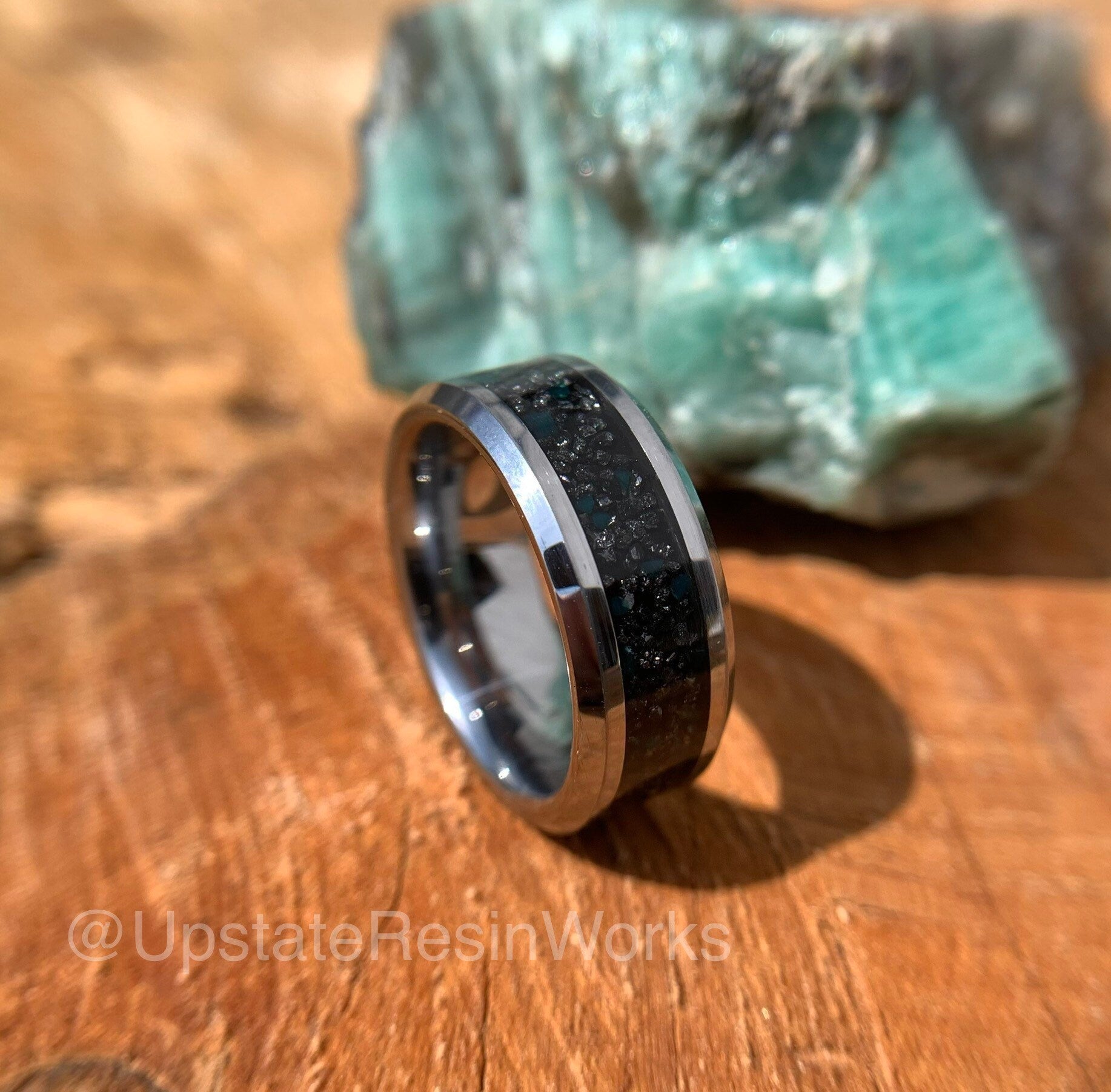 Genuine Black Diamond ring, Black Diamond and emerald ring, Mens Diamond ring, Womans Diamond ring, diamond wedding ring, engagement ring