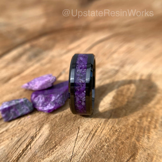 Real Sugilite Band, Sugilite Ring, Purple Sugilite band, for him, for her, vow renewal, wedding band, engagement band, promise band