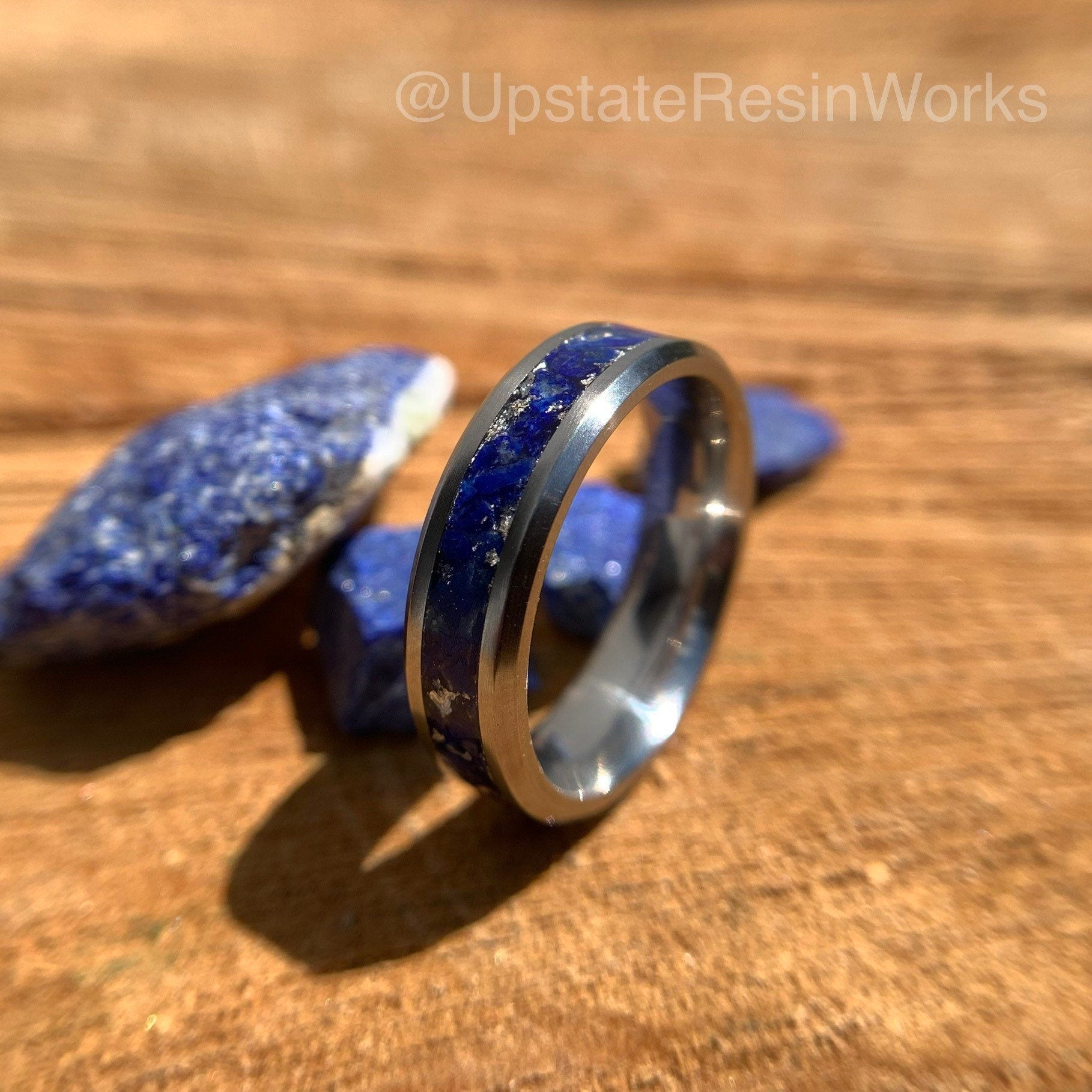 Genuine lapis Lazuli ring, Lapis and Silver, Lapis band, gemstone