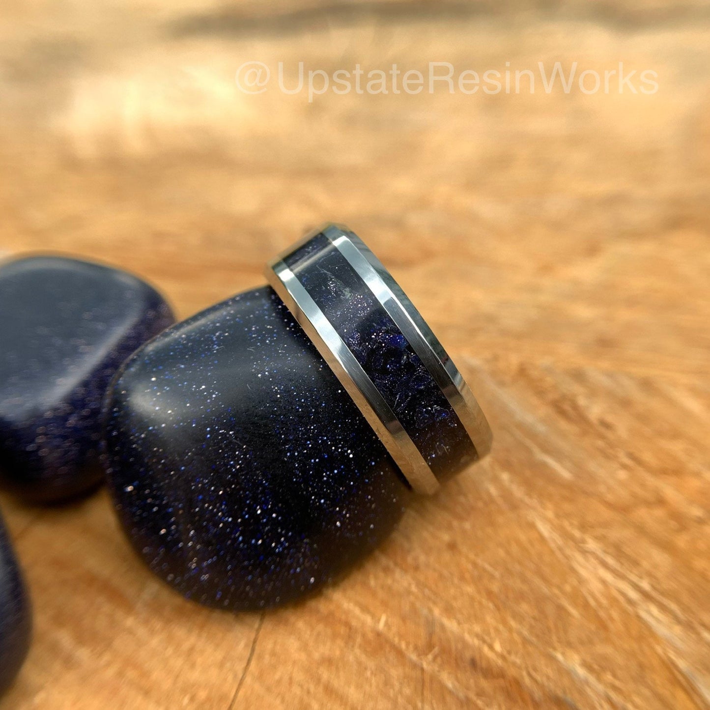 Genuine Blue Sandstone ring, Blue Sandstone Band, Galaxy ring, Nebula, gemstone rings, mens ring, womans ring, wedding band, engagement ring