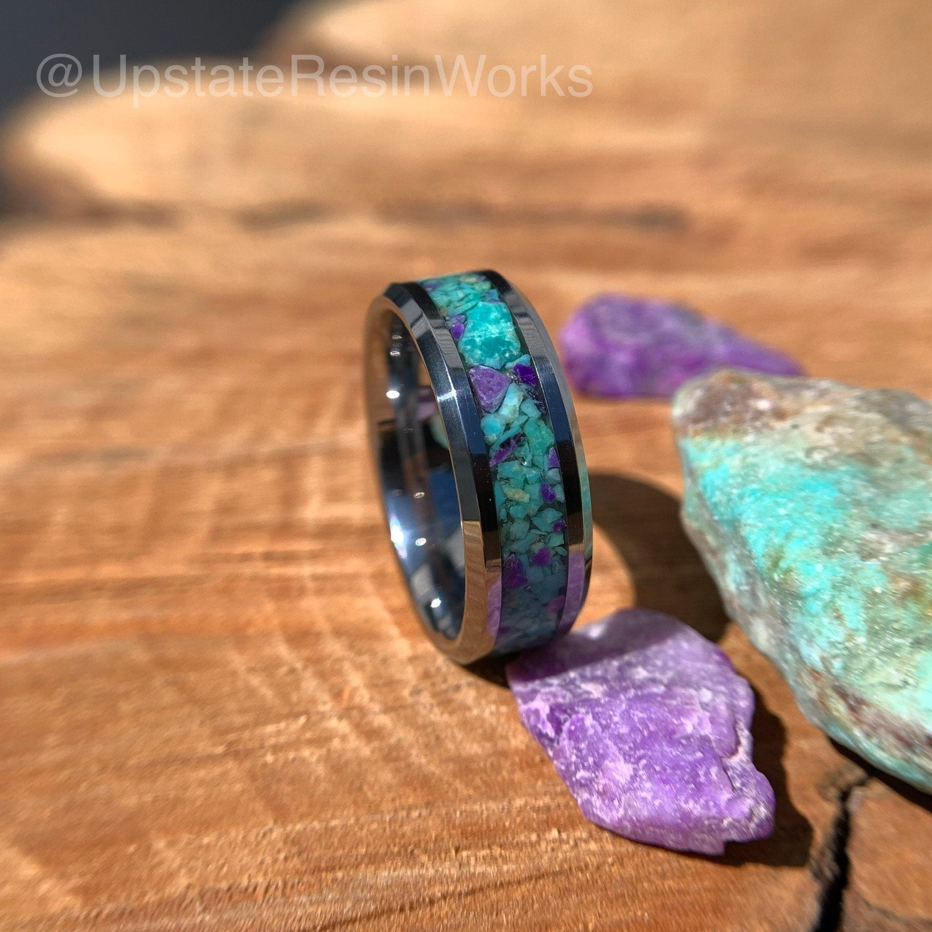 Genuine Turquoise ring, Turquoise and sugilite, mens ring, womans ring, wedding ring, engagement ring, vow renewal ring, promise ring