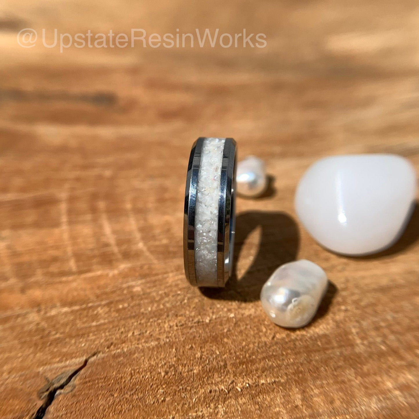 Genuine White Pearl ring, White pearl band, Freshwater pearl ring, gemstone rings, mens ring, womans ring, wedding ring, engagement ring