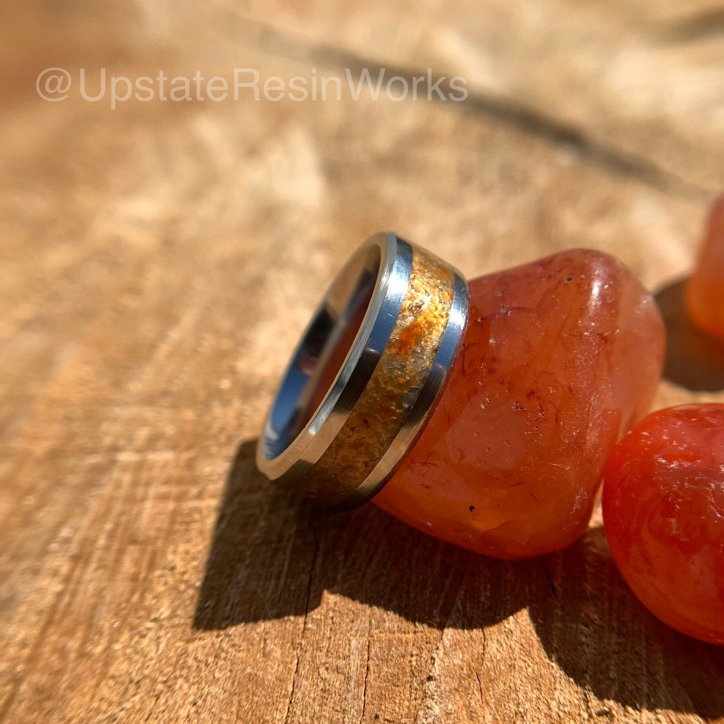 Genuine Carnelian band, Carnelian ring, orange Carnelian, gemstone band, mens band, womans band, wedding band, engagement band, anniversary