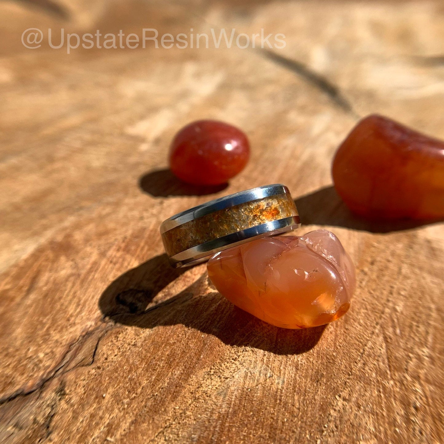 Genuine Carnelian band, Carnelian ring, orange Carnelian, gemstone band, mens band, womans band, wedding band, engagement band, anniversary