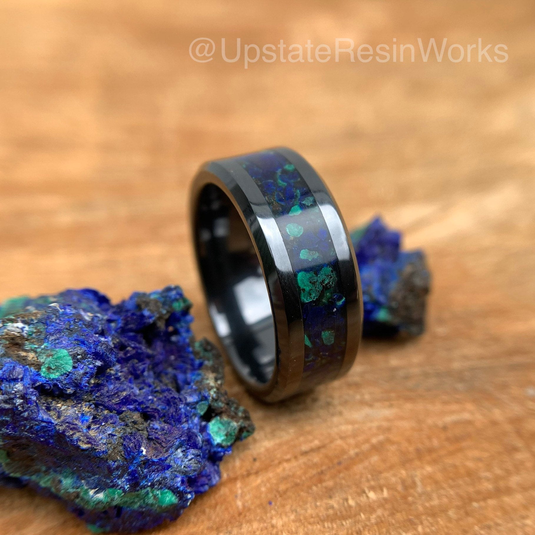 Azurite and Malachite ring, Azurite ring, Malachite ring, Azurite and Malachite band, mens ring, womans ring, wedding band, engagement ring