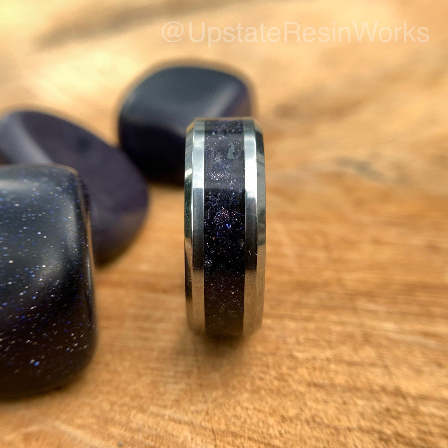 Genuine Blue Sandstone ring, Blue Sandstone Band, Galaxy ring, Nebula, gemstone rings, mens ring, womans ring, wedding band, engagement ring