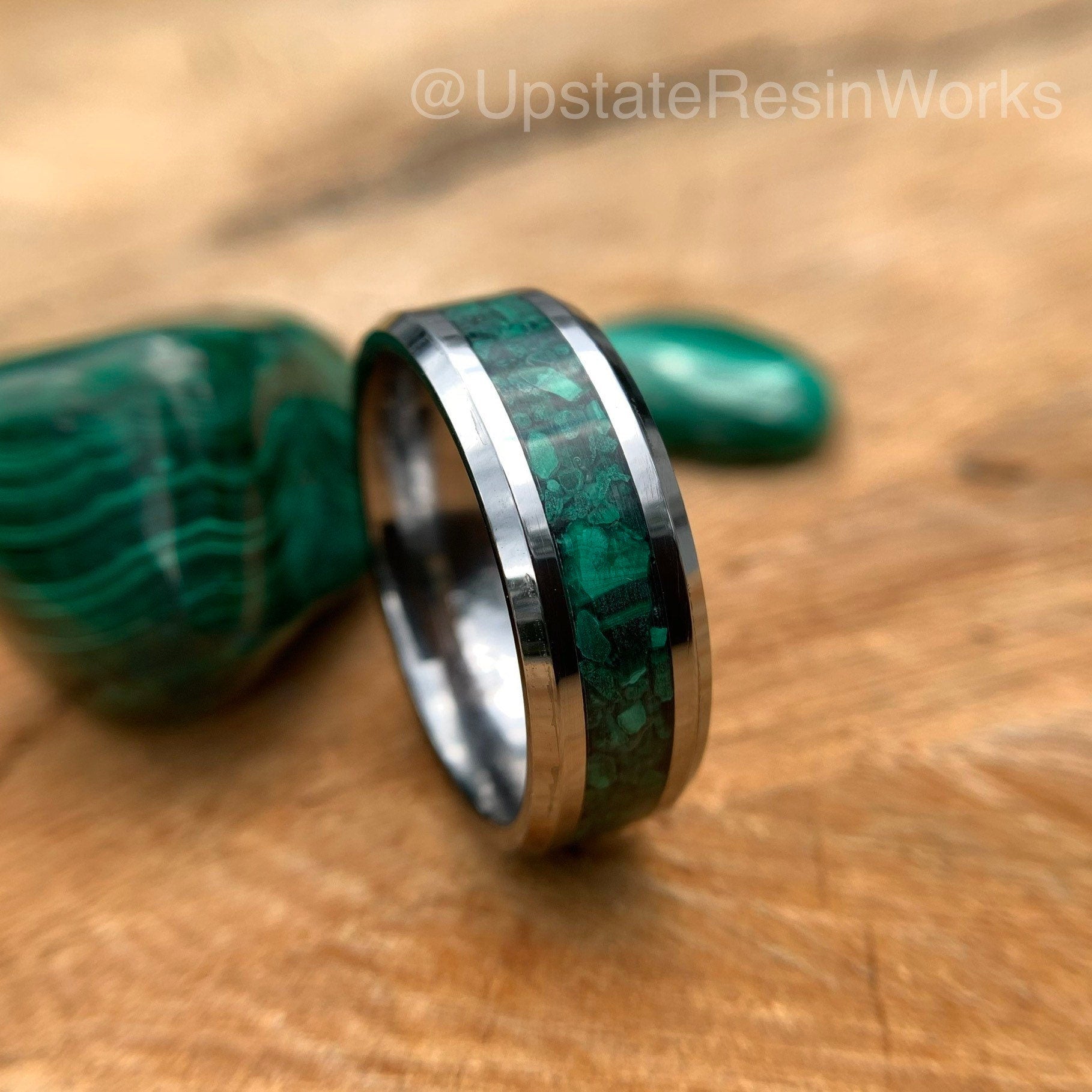 Real Malachite Band, Malachite ring, chunky malachite band, gemstone rings, for him, for her, wedding band, engagement band, promise band