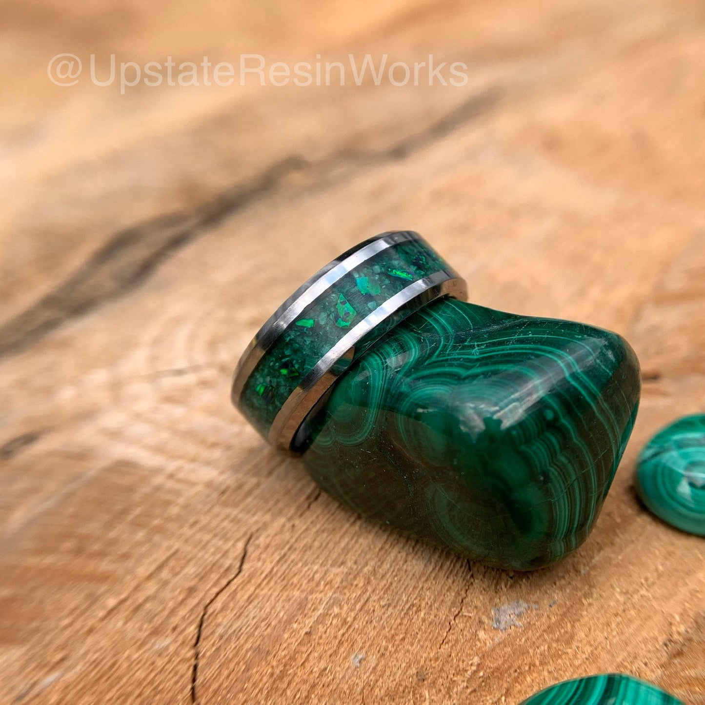 Real Malachite Band, Malachite and opal, malachite ring, gemstone rings, for him, for her, wedding band, engagement band, promise band