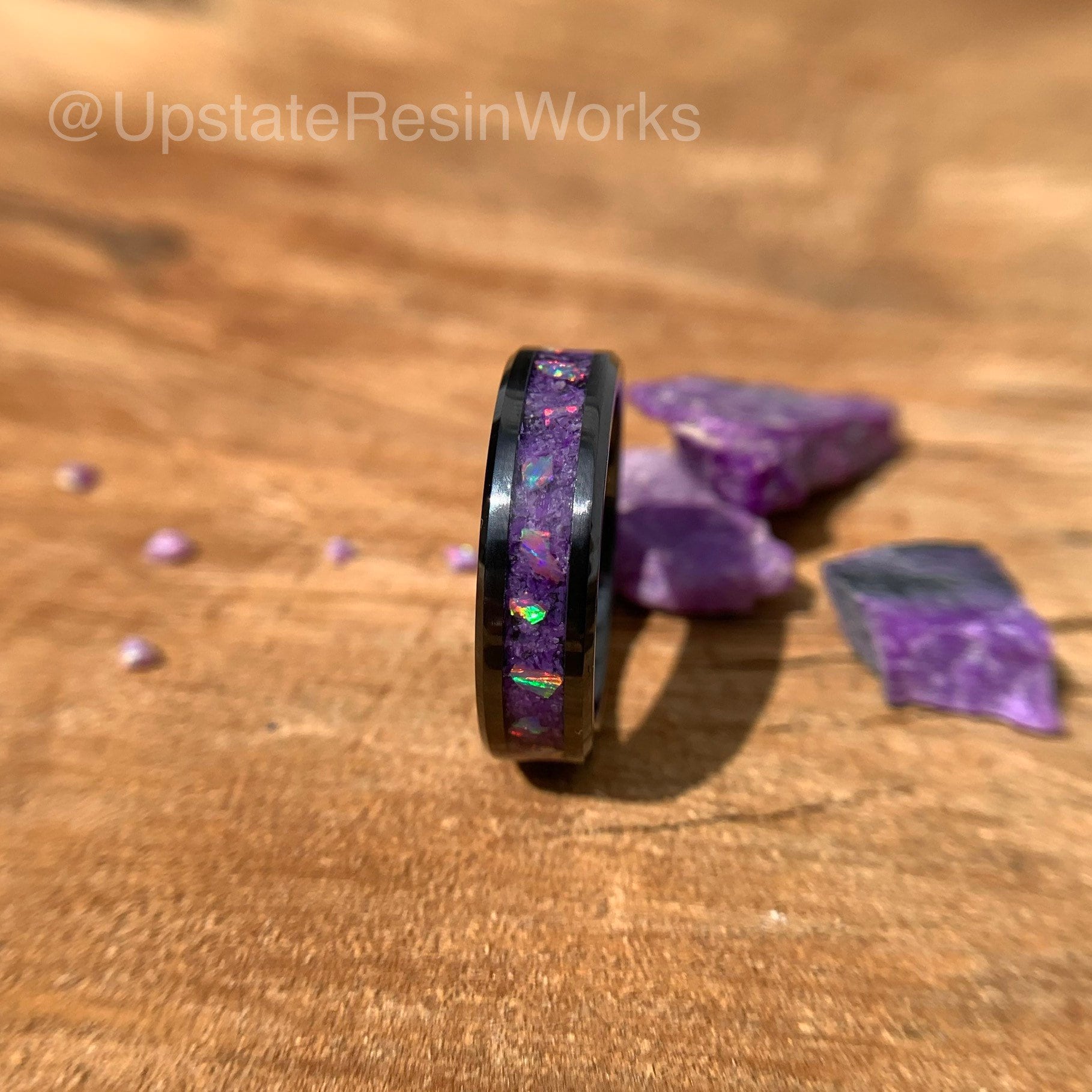 Real Sugilite Band, Sugilite and opal, Sugilite Ring, purple gem, for him, for her, vow renewal, wedding band, engagement band, promise band