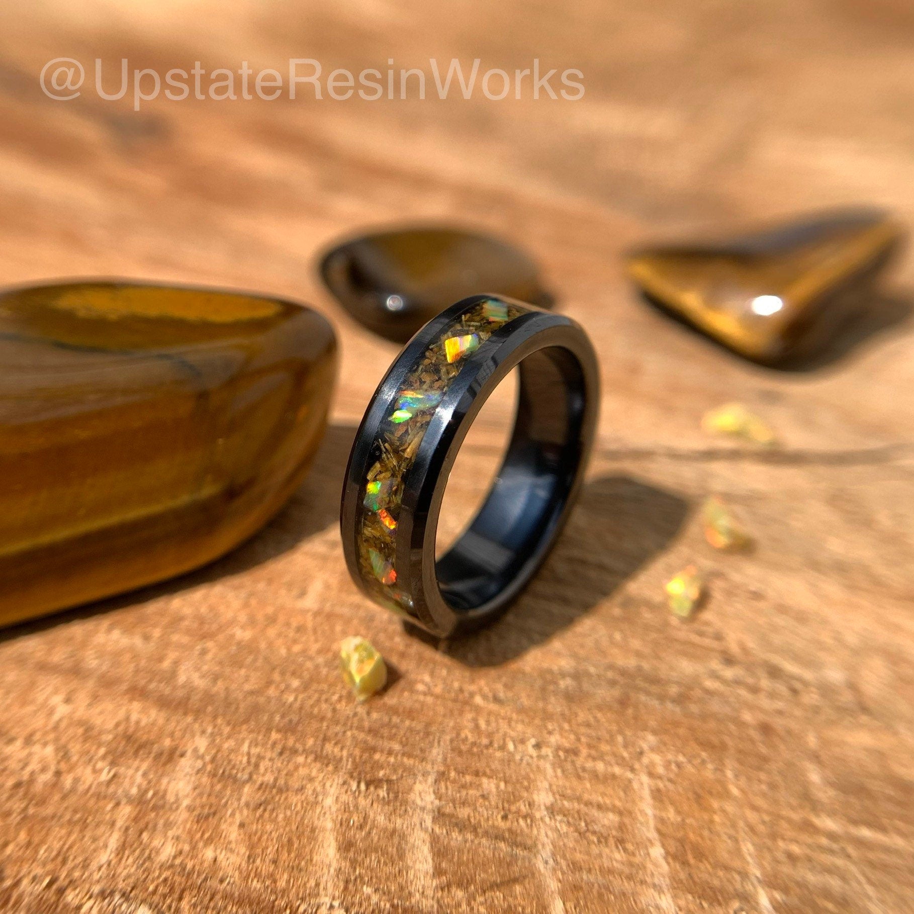 Genuine Tigers eye ring, Opal and tigers eye, Tiger's eye ring, Tigers eye band, mens ring, womans ring, wedding ring, engagement ring