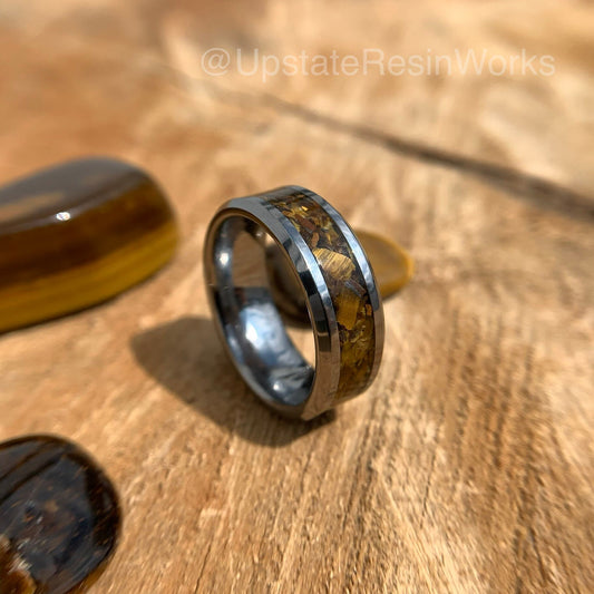 Genuine Tigers eye ring, Tiger's eye ring, Tigers eye band, tiger ring, gemstone ring, mens ring, womans ring, wedding ring, engagement ring