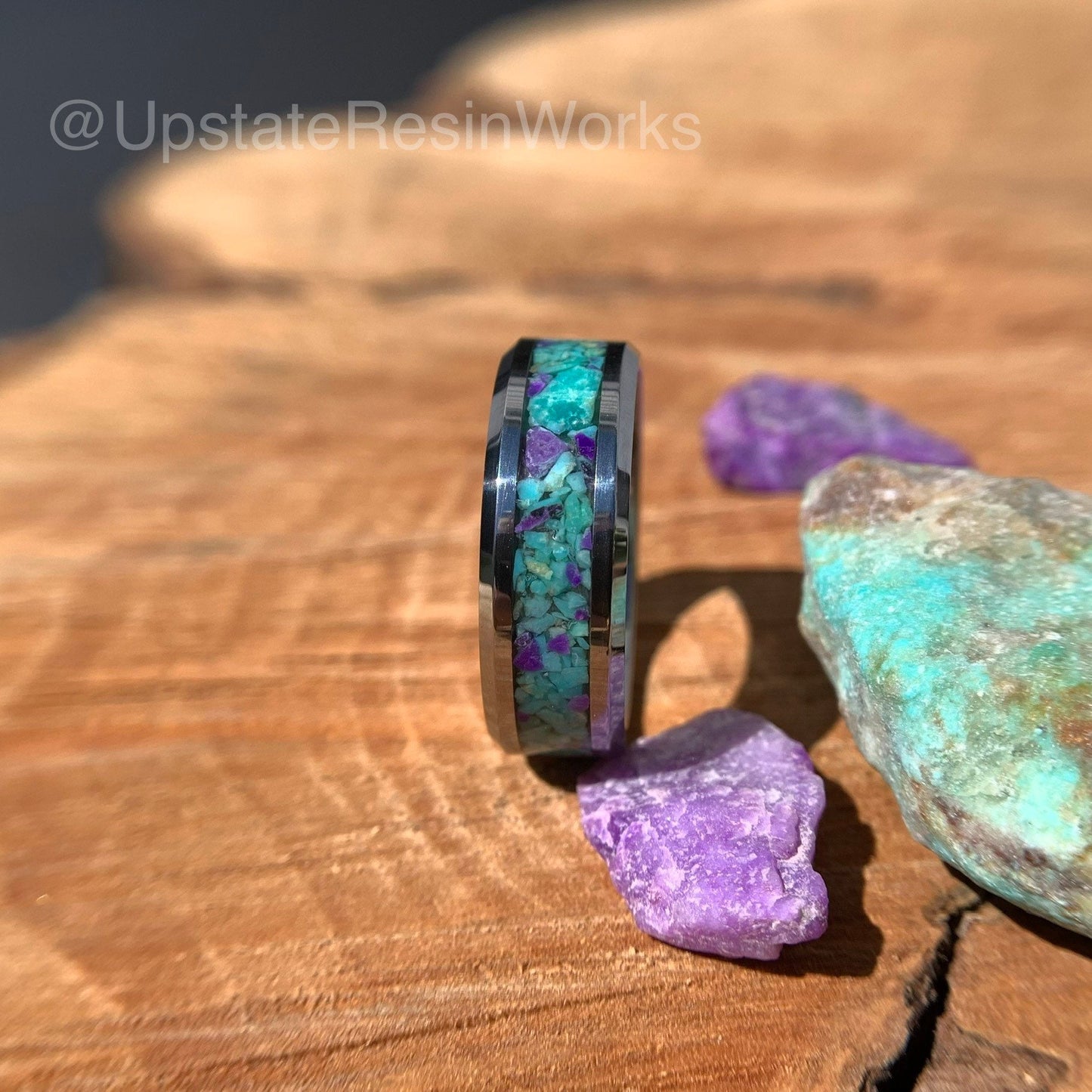 Genuine Turquoise ring, Turquoise and sugilite, mens ring, womans ring, wedding ring, engagement ring, vow renewal ring, promise ring