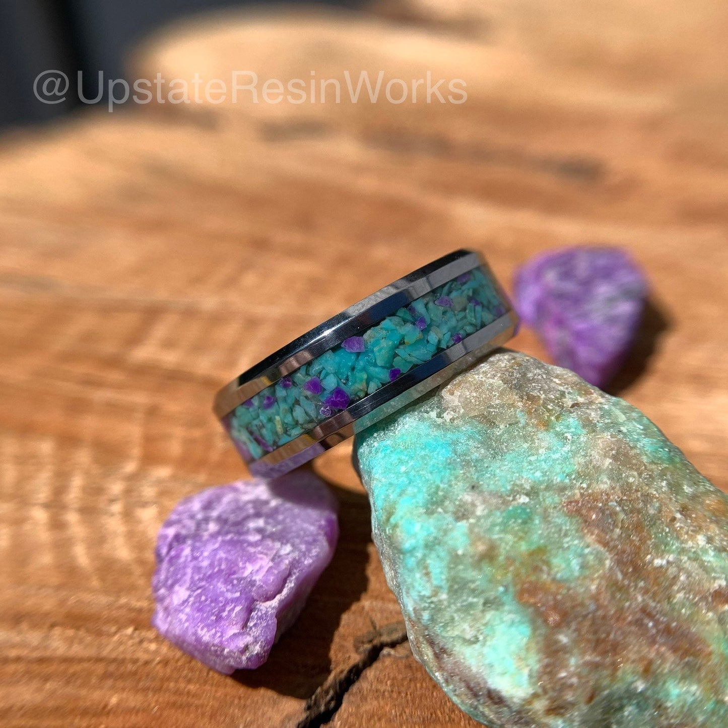 Genuine Turquoise ring, Turquoise and sugilite, mens ring, womans ring, wedding ring, engagement ring, vow renewal ring, promise ring