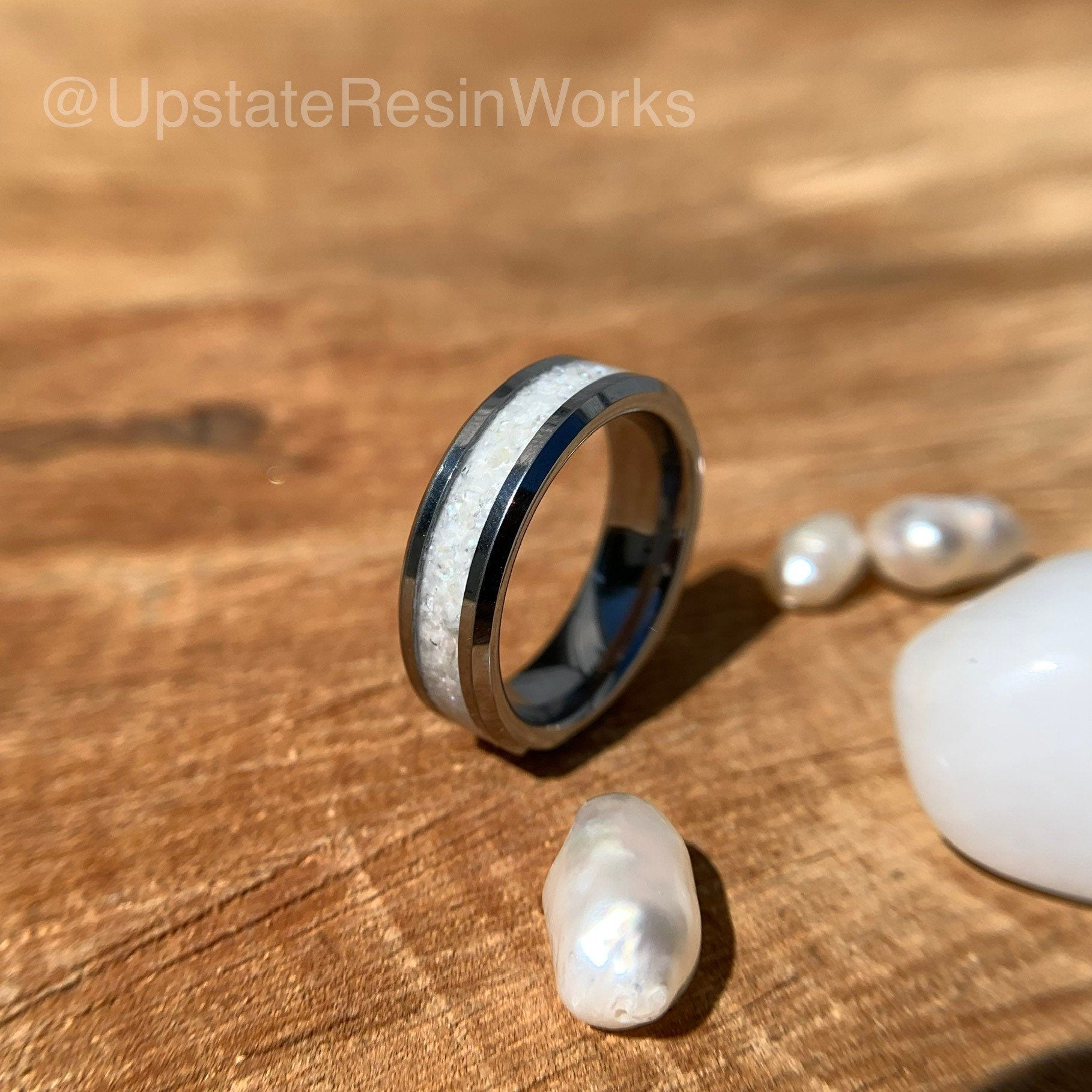 Genuine White Pearl ring, White pearl band, Freshwater pearl ring, gemstone rings, mens ring, womans ring, wedding ring, engagement ring