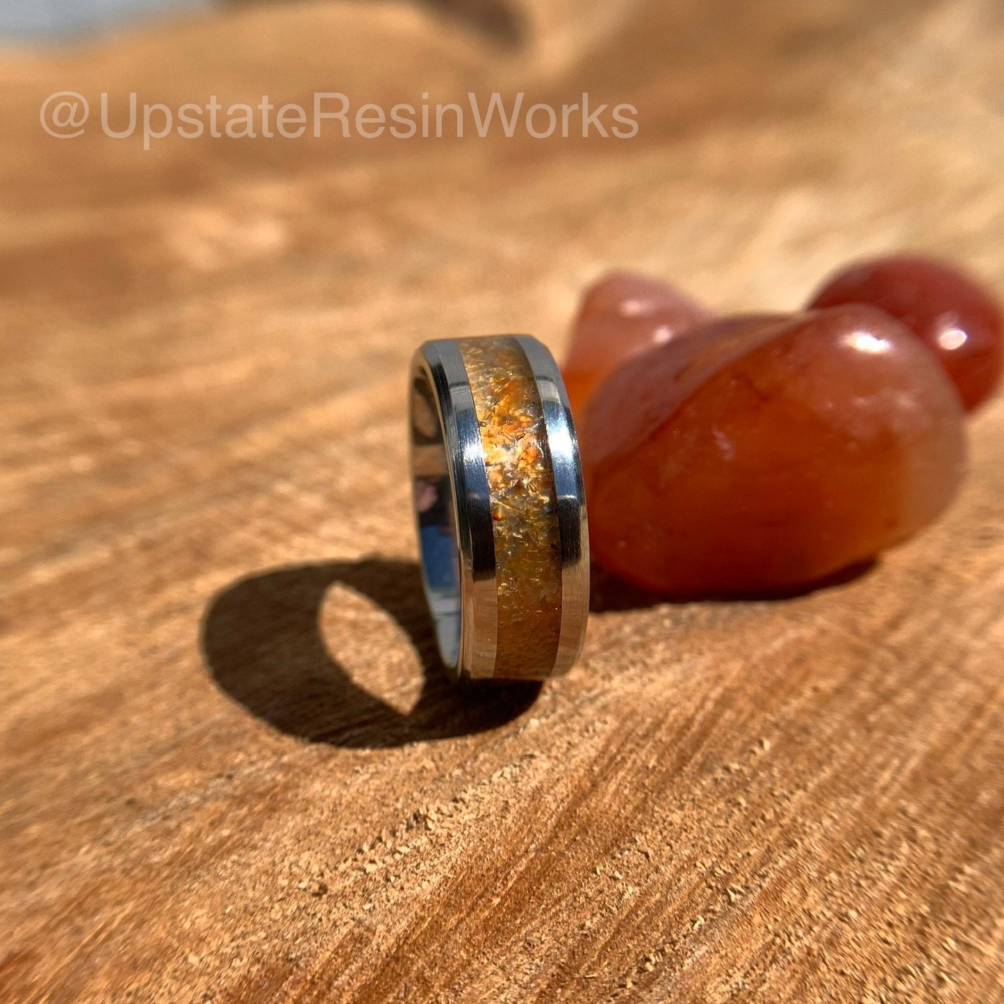 Genuine Carnelian band, Carnelian ring, orange Carnelian, gemstone band, mens band, womans band, wedding band, engagement band, anniversary