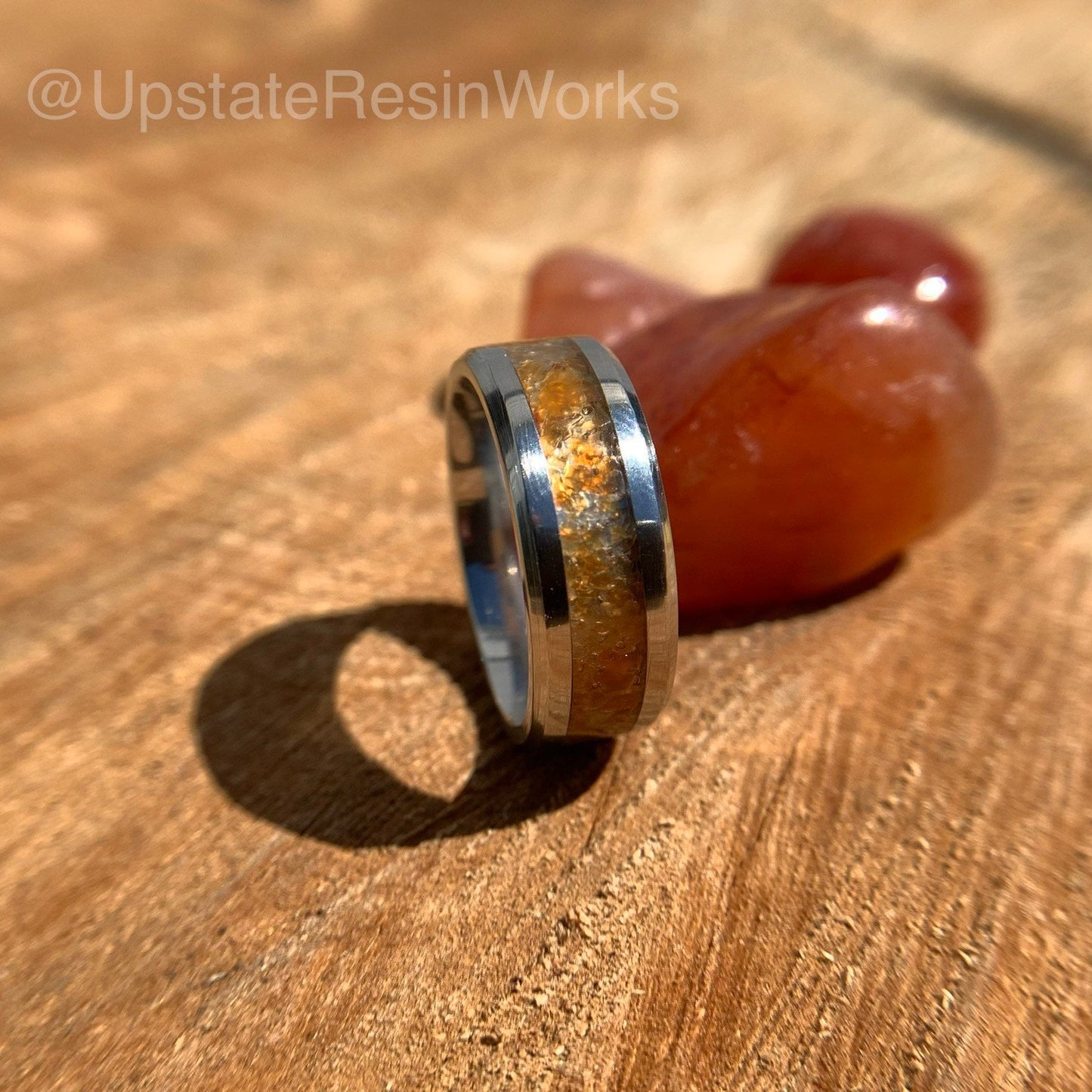 Genuine Carnelian band, Carnelian ring, orange Carnelian, gemstone band, mens band, womans band, wedding band, engagement band, anniversary