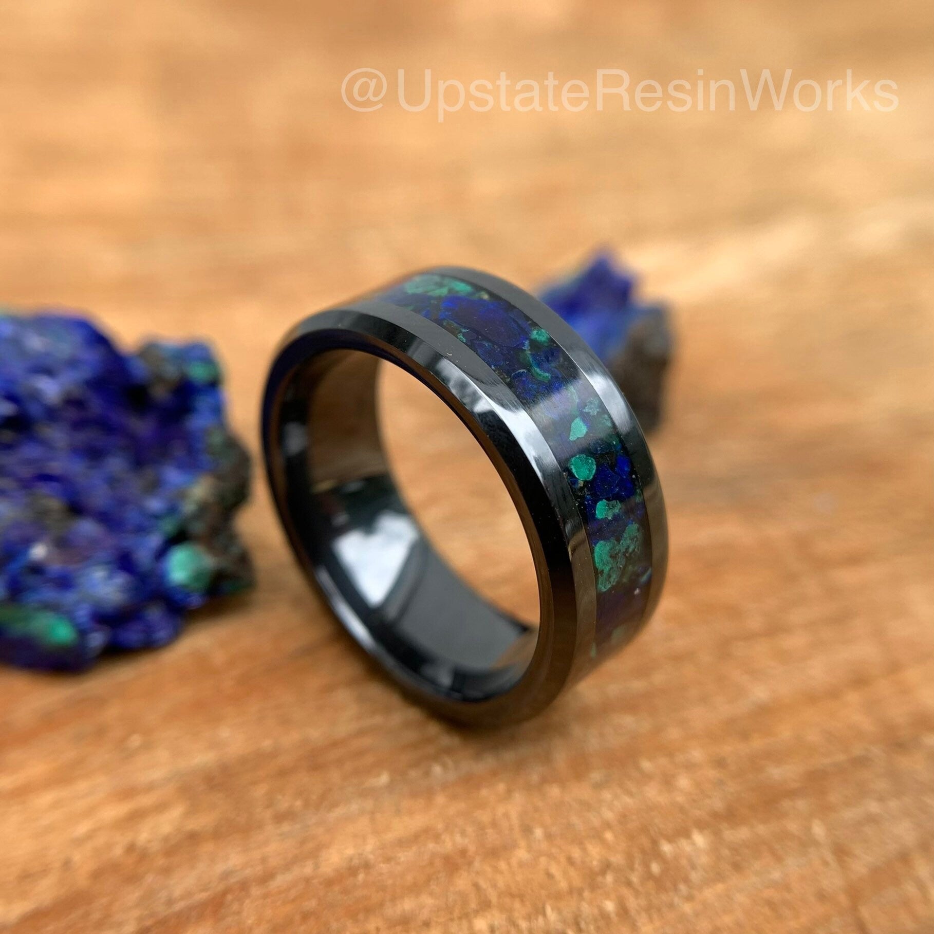 Azurite and Malachite ring, Azurite ring, Malachite ring, Azurite and Malachite band, mens ring, womans ring, wedding band, engagement ring