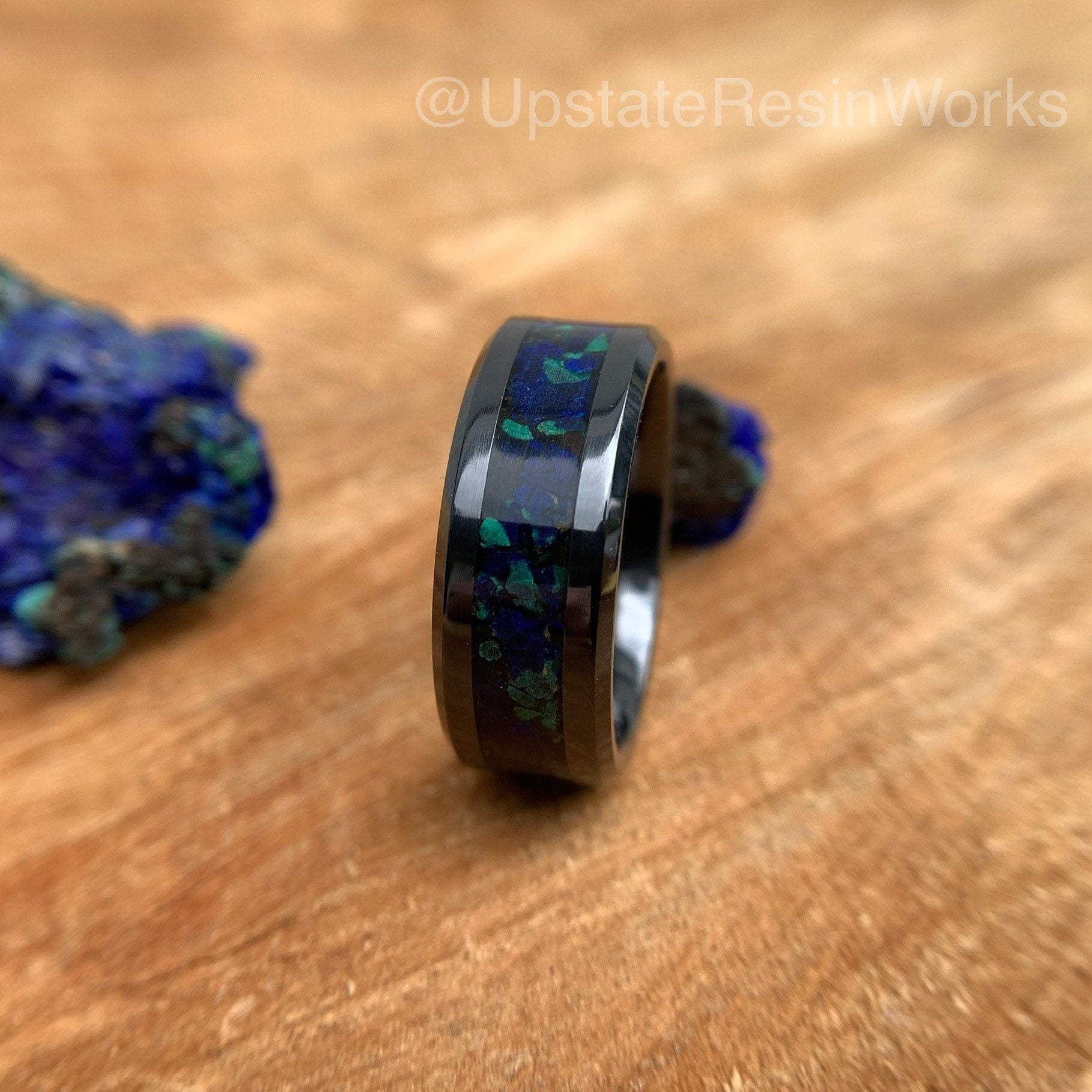 Azurite and Malachite ring, Azurite ring, Malachite ring, Azurite and Malachite band, mens ring, womans ring, wedding band, engagement ring