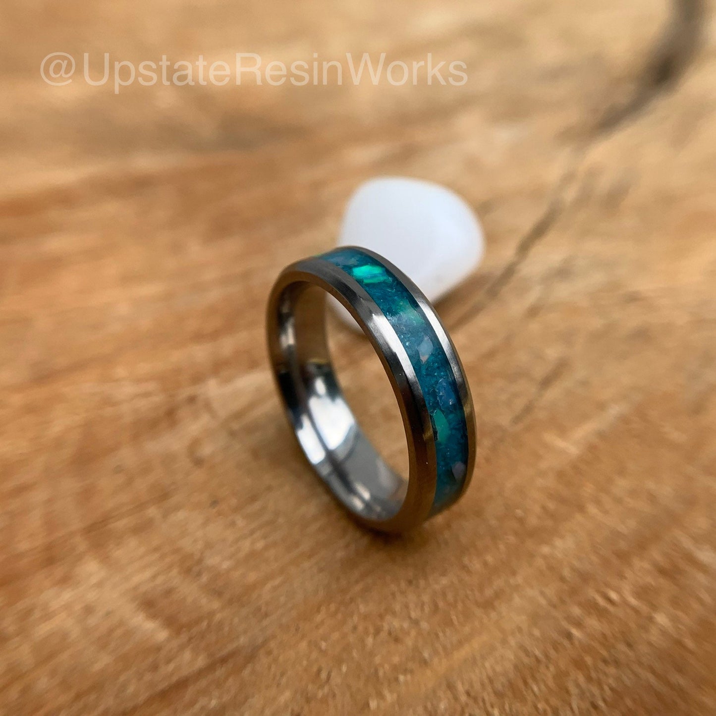 London Blue Topaz and Opal ring, Blue Topaz and Opal band, for him, for her, vow renewal,  wedding ring, engagement ring, promise ring