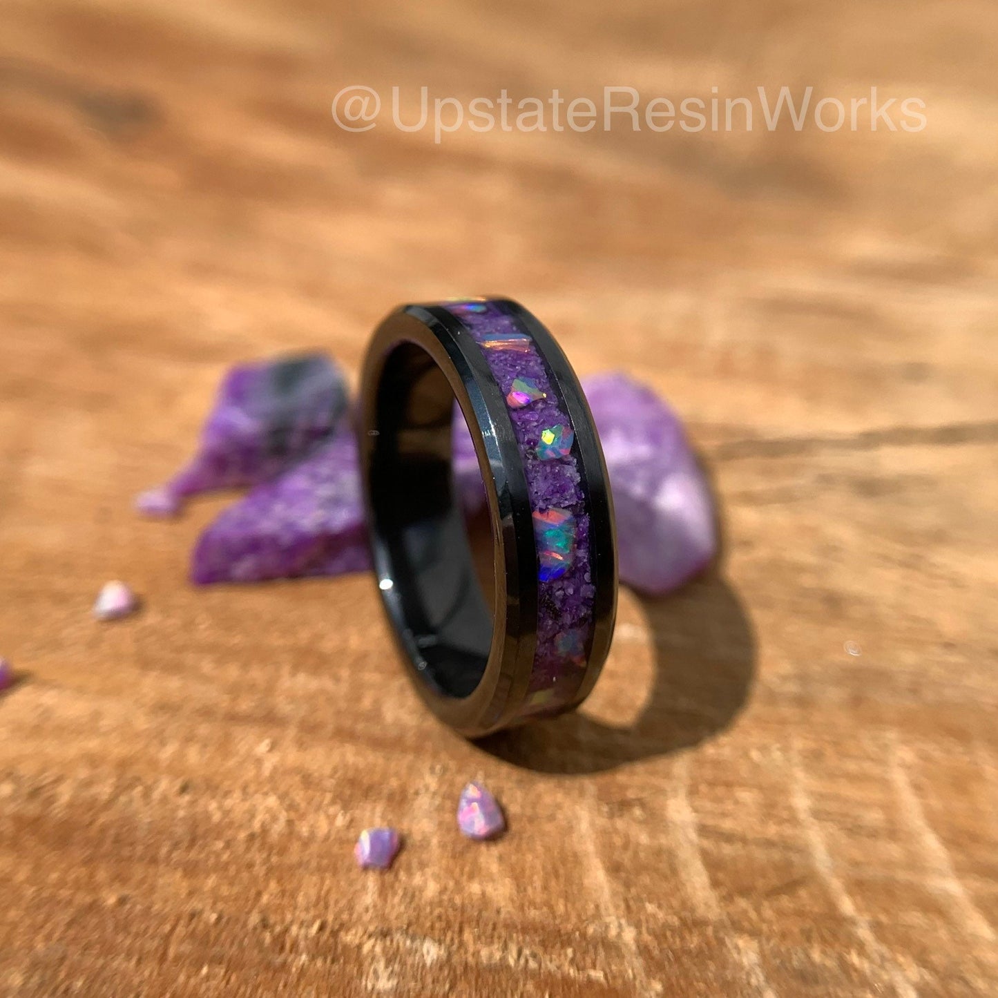 Real Sugilite Band, Sugilite and opal, Sugilite Ring, purple gem, for him, for her, vow renewal, wedding band, engagement band, promise band