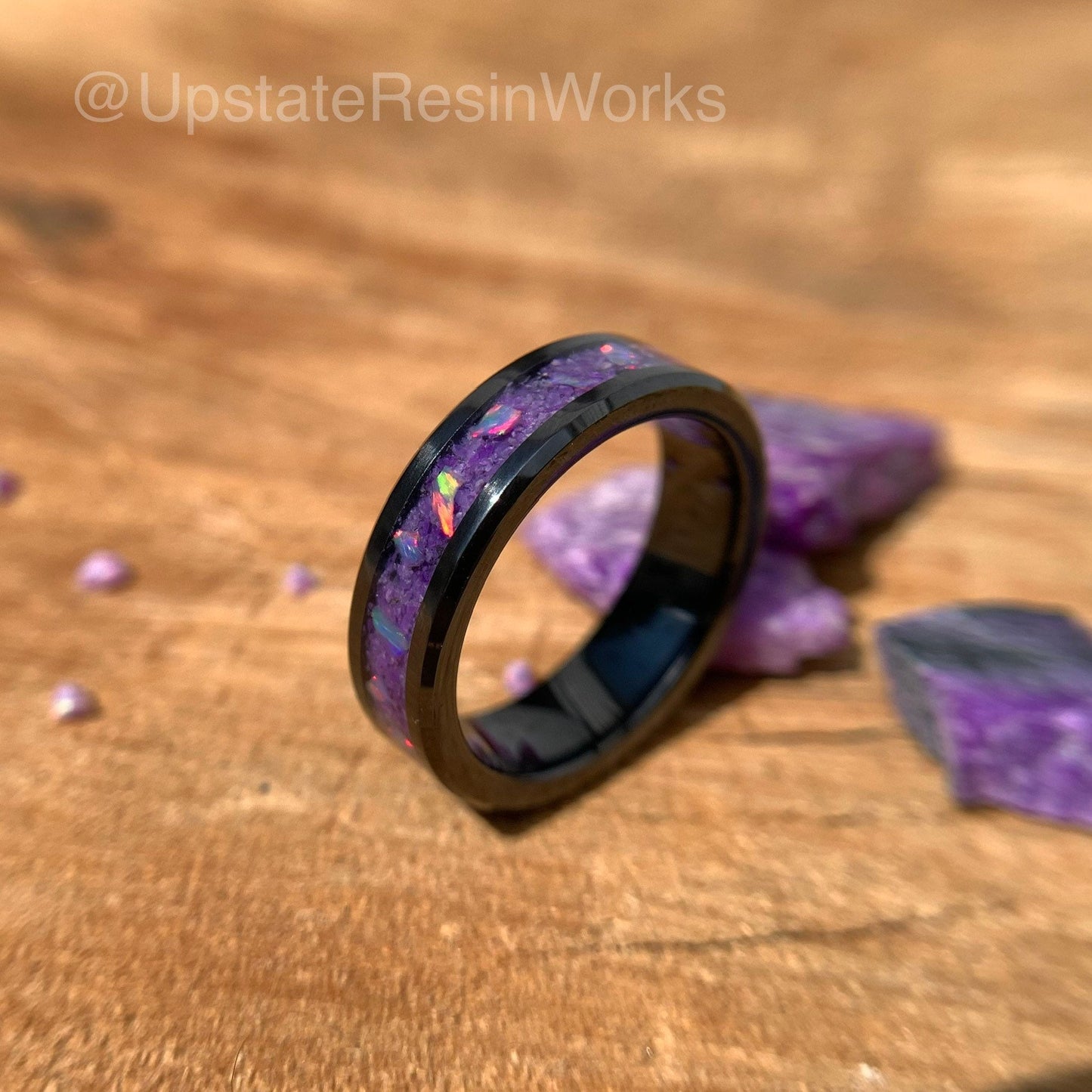 Real Sugilite Band, Sugilite and opal, Sugilite Ring, purple gem, for him, for her, vow renewal, wedding band, engagement band, promise band