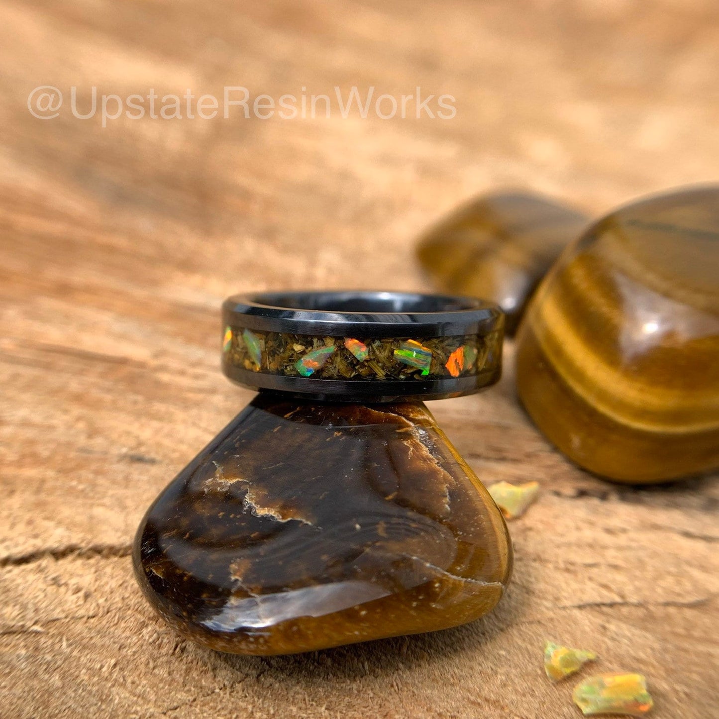 Genuine Tigers eye ring, Opal and tigers eye, Tiger's eye ring, Tigers eye band, mens ring, womans ring, wedding ring, engagement ring