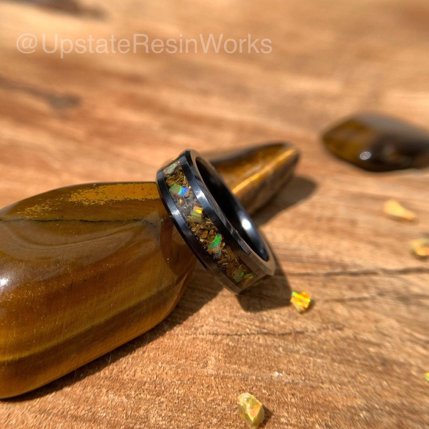 Genuine Tigers eye ring, Opal and tigers eye, Tiger's eye ring, Tigers eye band, mens ring, womans ring, wedding ring, engagement ring