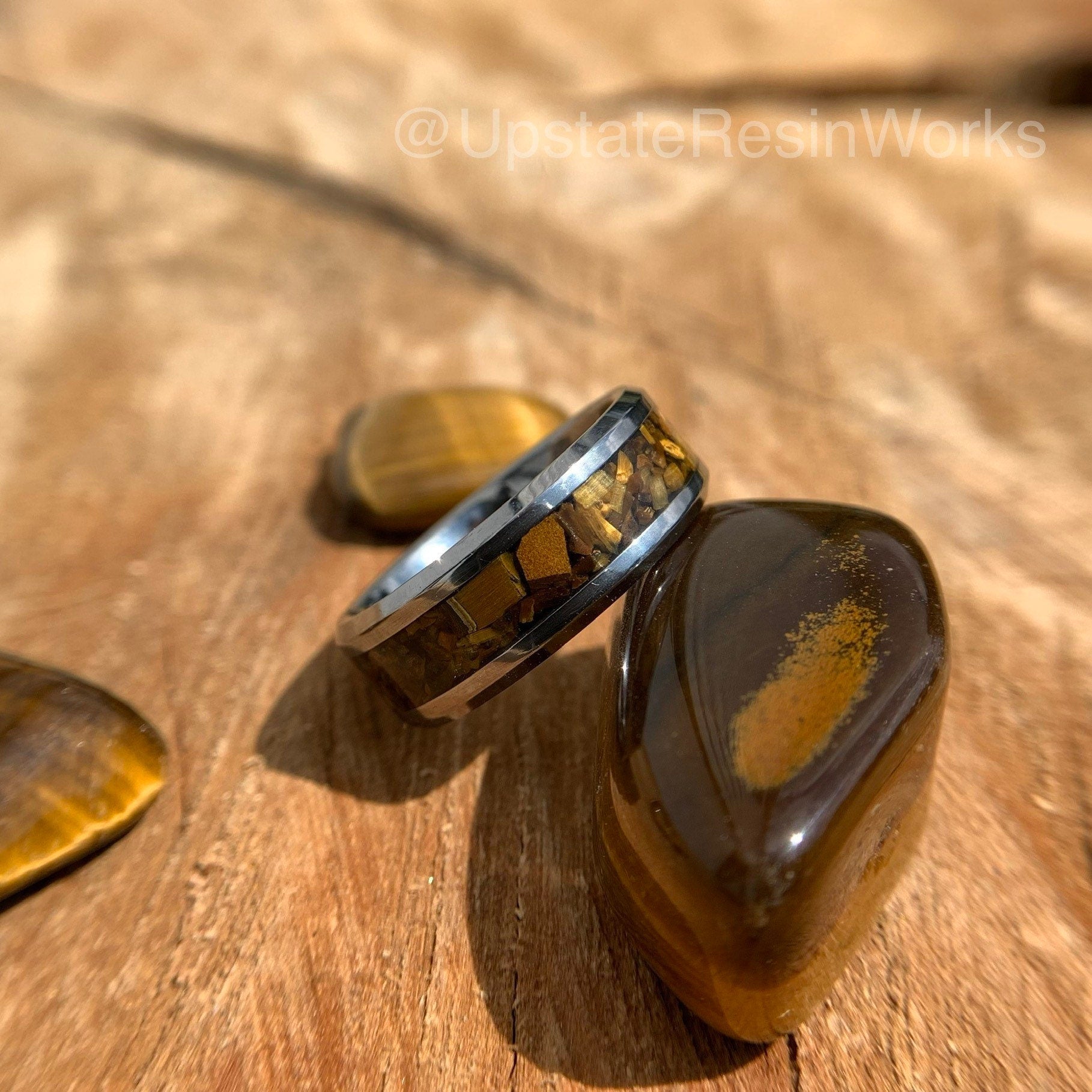 Mens tiger eye deals wedding band